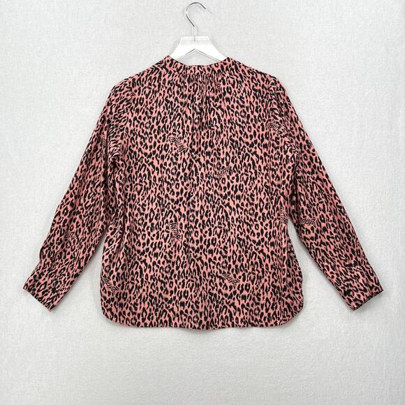 ZADIG AND VOLTAIRE Tink Squeleton Top Womens Small Pink Leopard Logo Long Sleeve - Picture 6 of 16